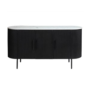 Buffet en métal gris et marbre blanc