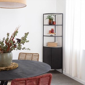 Etagère d'angle en métal et marbre