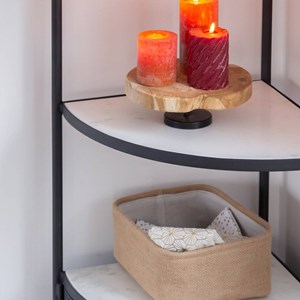 Etagère d'angle en métal et marbre
