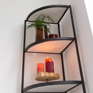 Etagère d'angle en métal et marbre