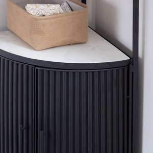 Etagère d'angle en métal et marbre