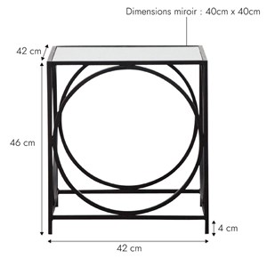 Table basse carrée miroir et métal