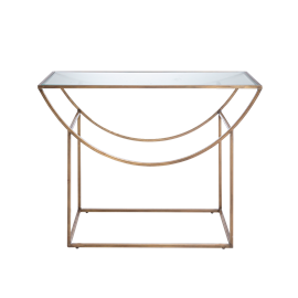 Console en métal doré et verre
