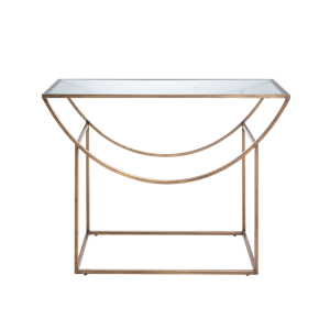 Console en métal doré et verre