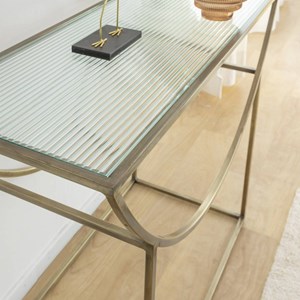 Console en métal doré et verre