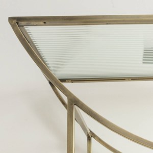 Console en métal doré et verre