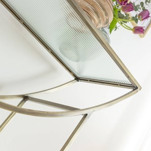 Console en métal doré et verre