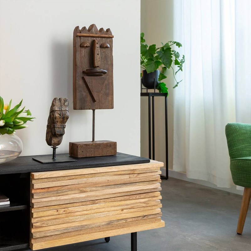 Sculpture visage en bois