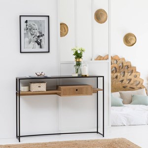 Console en bois de frêne et métal