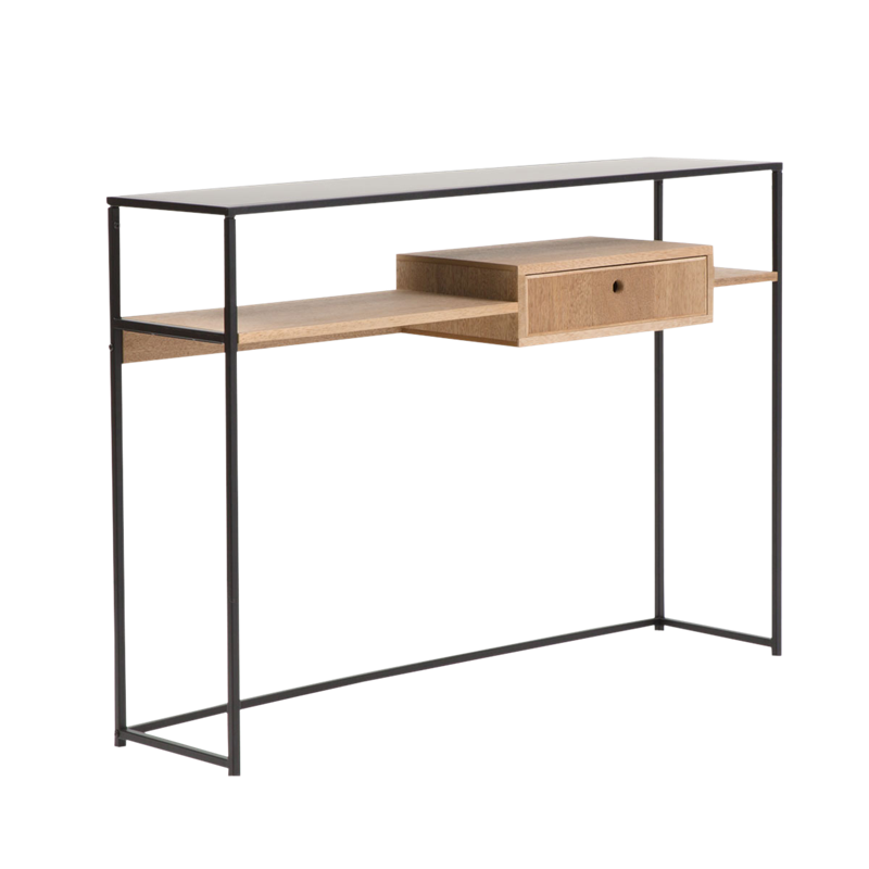 Console en bois de frêne et métal