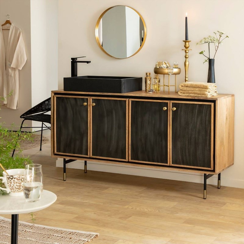 Meuble sous vasque en bois de manguier