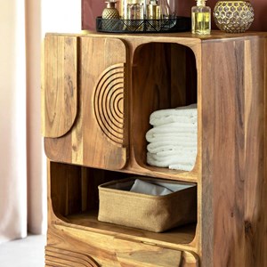 Colonne de salle de bain en bois d'acacia tilio