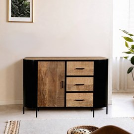 Petit buffet en métal et bois de manguier achille