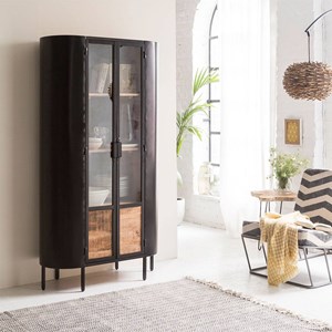 Vitrine en métal et bois de manguier achille