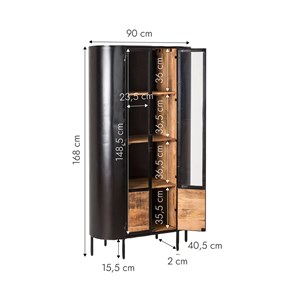 Vitrine en métal et bois de manguier achille