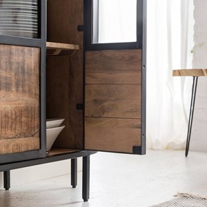 Vitrine en métal et bois de manguier achille