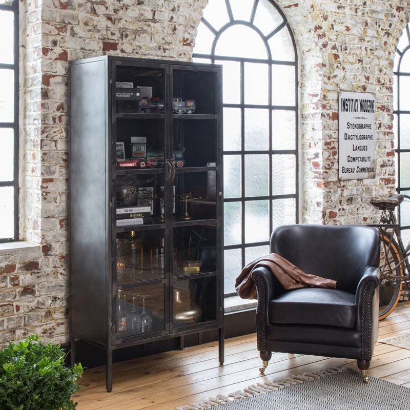 Made In Meubles - Vitrine en métal 2 portes gabin