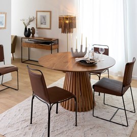 Table ronde en bois d'acacia