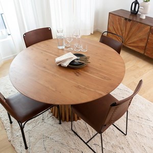 Table ronde en bois d'acacia