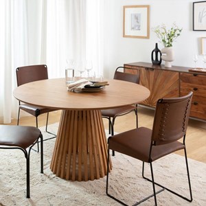 Table ronde en bois d'acacia