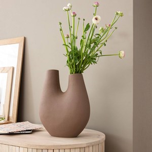 Vase marron 2 tiges en aluminium