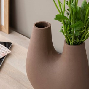Vase marron 2 tiges en aluminium