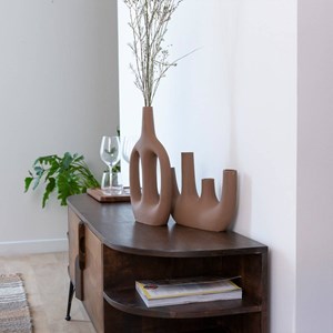 Vase marron 4 tiges en aluminium
