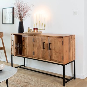 Buffet en bois d'acacia et métal