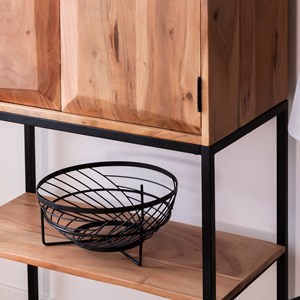 Armoire en bois d'acacia et métal