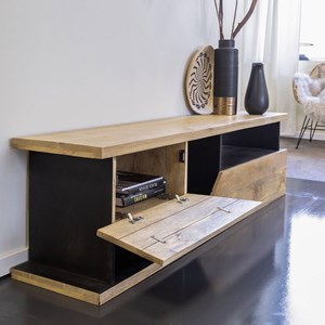 Meuble tv en bois de manguier et métal