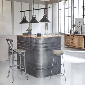 Meuble bar en angle en métal