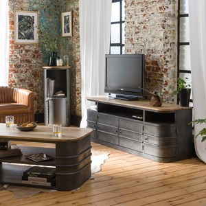 Meuble tv arrondi en métal locker