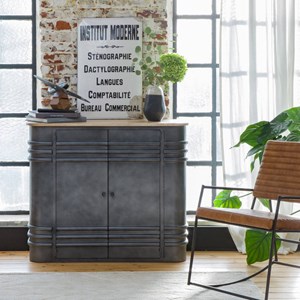 Buffet haut en métal et bois de manguier locker