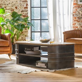 Table basse en métal et bois locker