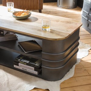 Table basse en métal et bois locker
