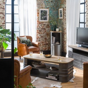 Table basse en métal et bois locker