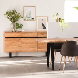 Buffet en bois d'acacia et métal