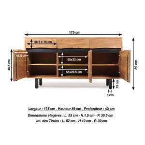 Buffet en bois d'acacia et métal