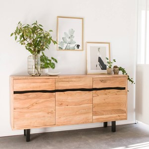 Buffet en bois d'acacia et métal
