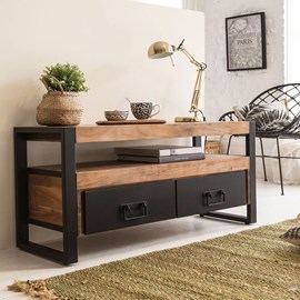 Meuble tv en bois d'acacia 112 cm havana