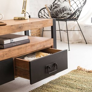 Meuble tv en bois d'acacia 112 cm havana