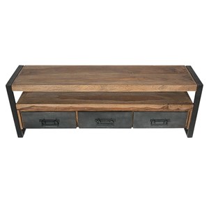 Meuble tv en bois d'acacia 160 cm havana