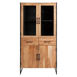 Vitrine en bois d'acacia et métal