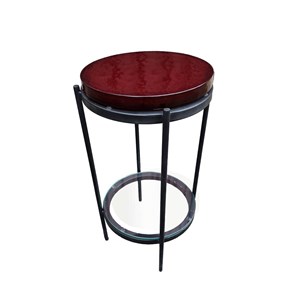 Bout de canapé plateau en verre rouge