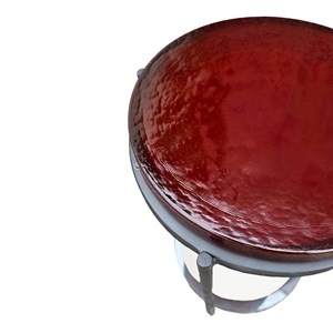 Bout de canapé plateau en verre rouge