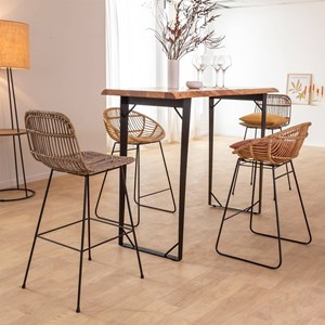 Table haute en bois d'acacia tree