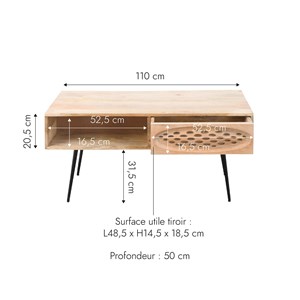 Table basse en bois de manguier golf