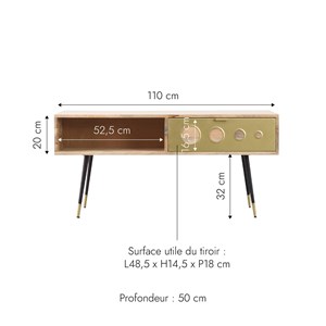 Table basse en bois de manguier cactus