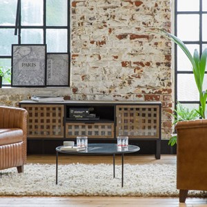 Meuble tv en sapin et métal noir elise