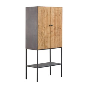 Armoire en pin et métal rondin